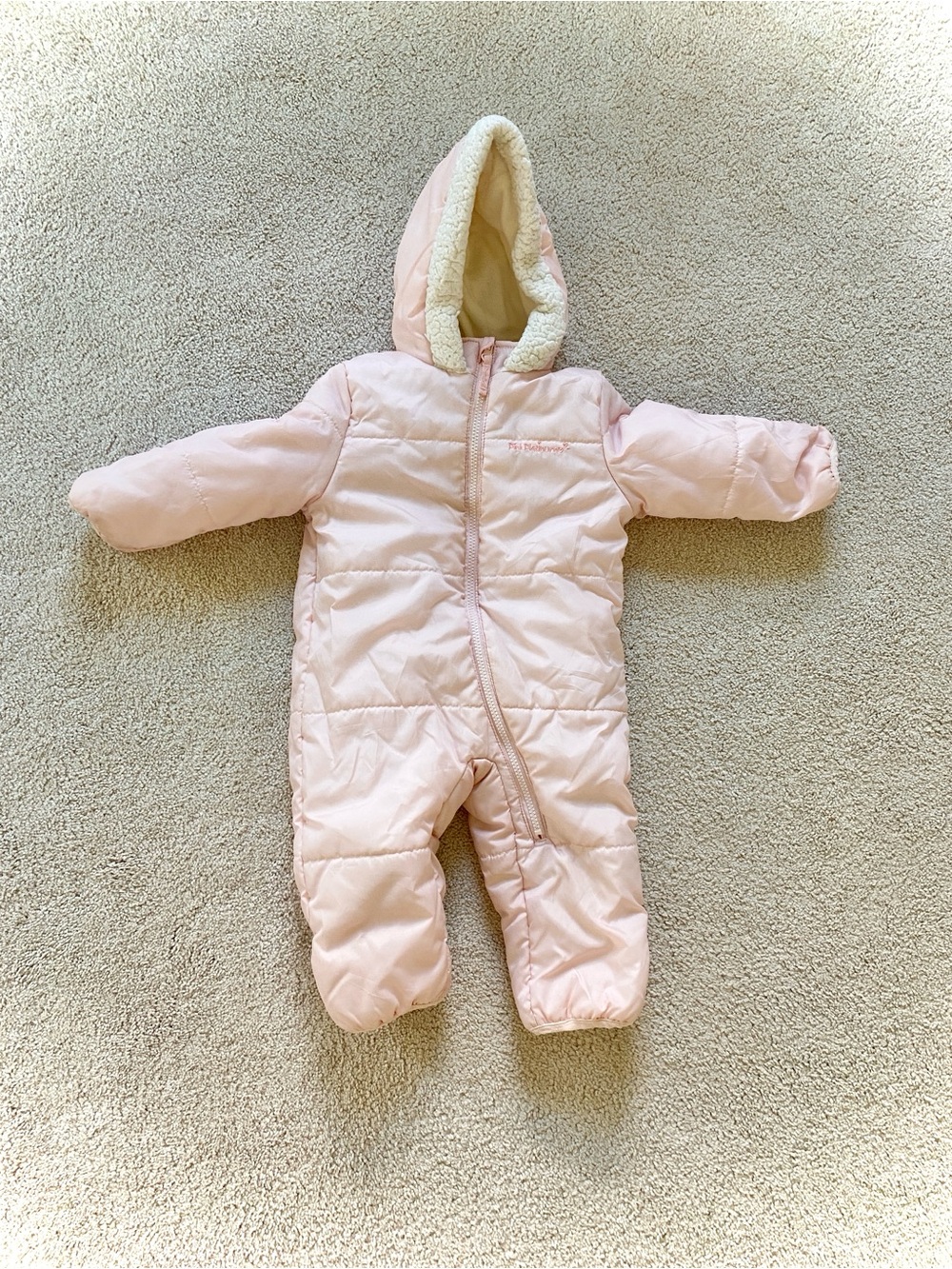 Pink Platinum Baby Girl Snowsuit 12–18M | Pink Fleece-Lined | Cozy & Warm